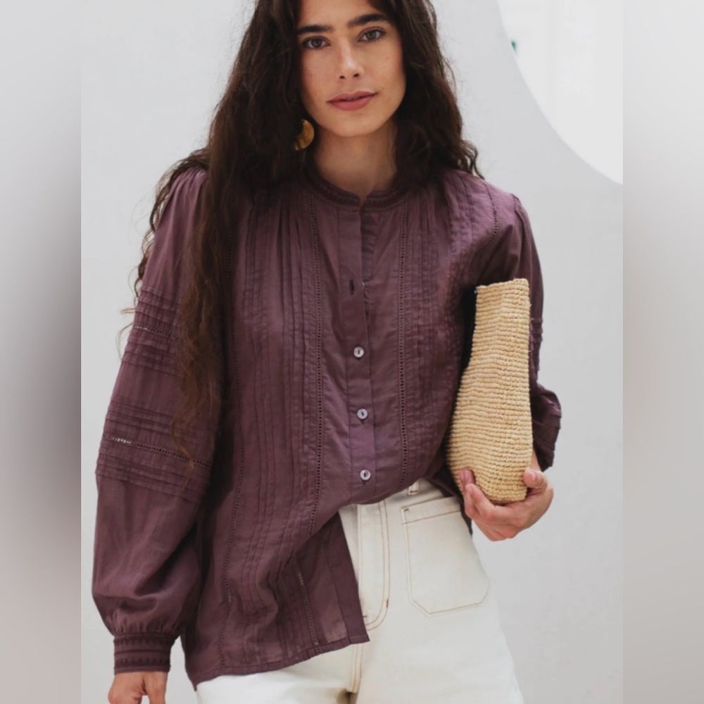 NWT EX VOTO Elegant Plum Blouse SZ SM retail $189